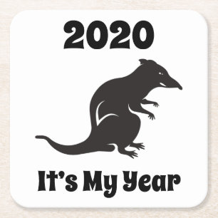 2020 My Rat Year Square Paper Coaster