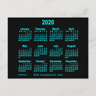 2020 Neon Blue Mini Calendar by Janz Postcard