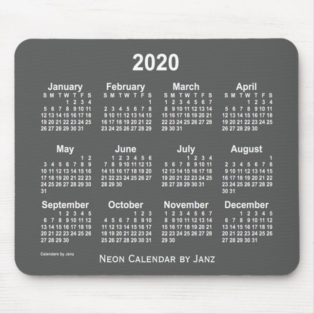 2020 Neon Charcoal Calendar by Janz Mouse Pad (Front)