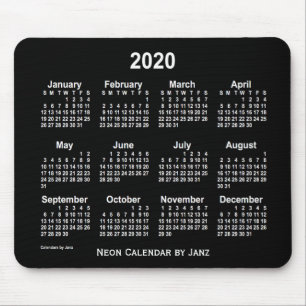 2020 Neon White Calendar by Janz Mouse Pad