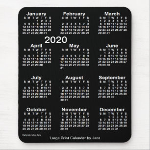 2020 Neon White Large Print Calendar by Janz Mouse Pad