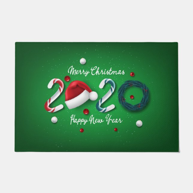 2020 New Year And Christmas Door Mat (Front)
