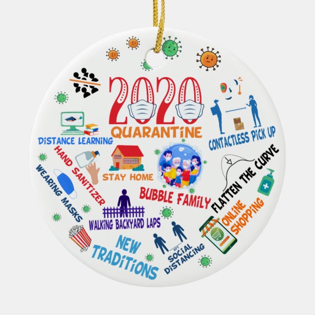 2020 pandemic christmas ceramic ornament (Front)
