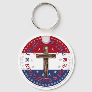 2020 Pray For The Red, White And Blue Cross Key Ring
