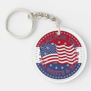 2020 Pray For The Red, White And Blue Flag Key Ring