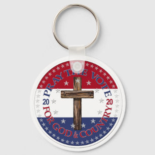 2020 Pray The Vote For God And Country Cross Key Ring