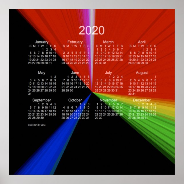 2020 Primary Point Wall Calendar by Janz Print (Front)