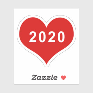 2020 Red Love Heart Vinyl Sticker