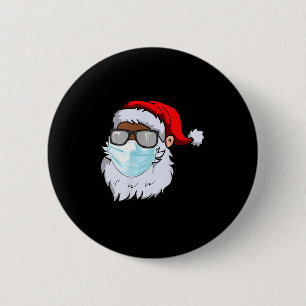 2020 Santa With Face Mask Black African American C 6 Cm Round Badge