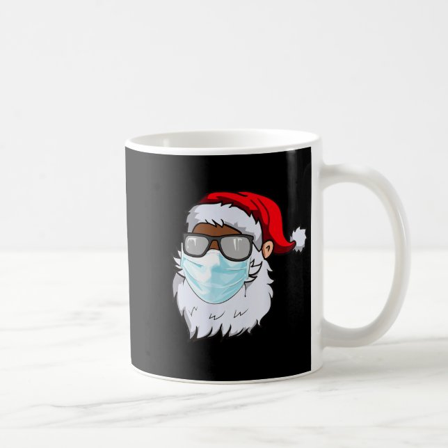 2020 Santa With Face Mask Black African American C Coffee Mug (Right)