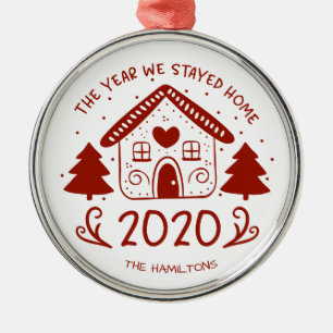 2020 The Year We Stayed Home Cute Covid Metal Ornament