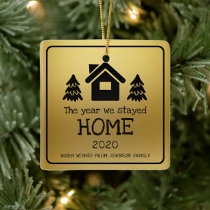 2020 The Year We Stayed Home Photo Faux Gold Ceramic Ornament