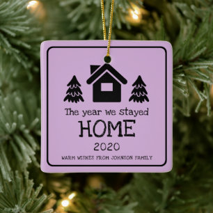 2020 The Year We Stayed Home Photo Purple Ceramic Ornament