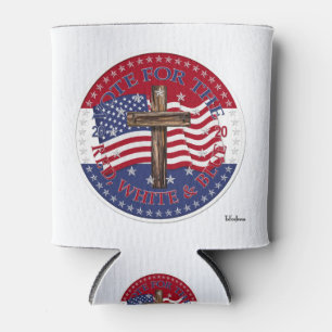 2020 Vote For The Red, White and Blue Cross Flag Can Cooler