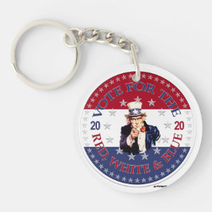 2020 Vote For The Red, White and Blue Uncle Sam Key Ring