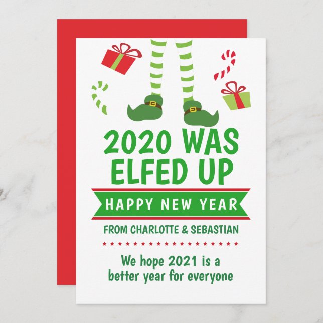2020 Was Elfed Up Happy New Year Holiday Card (Front/Back)