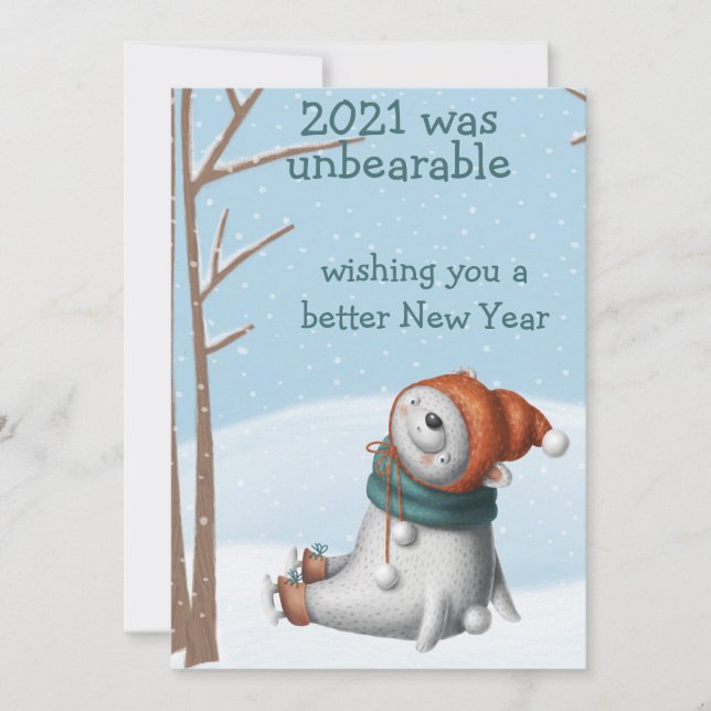 2020 Was Unbearable Covid Polar Bear Holiday Card (Front)