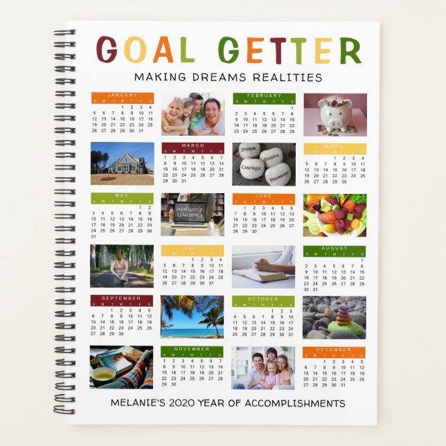 2020 Year GOAL GETTER Photo Visual Personalised Planner (Front)