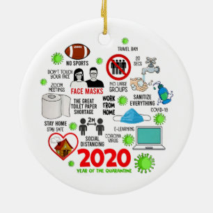 2020 Year Of The Quarantine Pandemic Christmas Ceramic Ornament