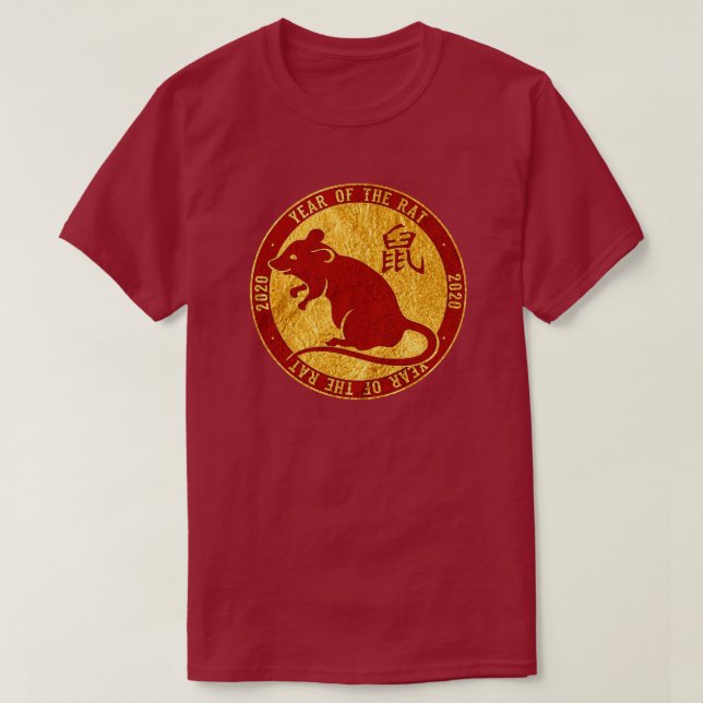2020 Year Of The Rat Faux Effect T-Shirt (Design Front)