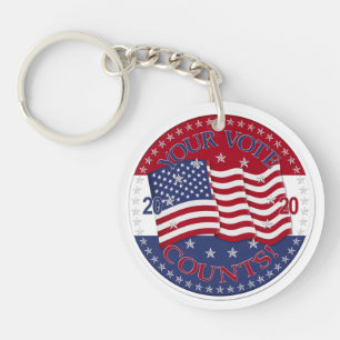 2020 Your Vote Counts American Flag Key Ring