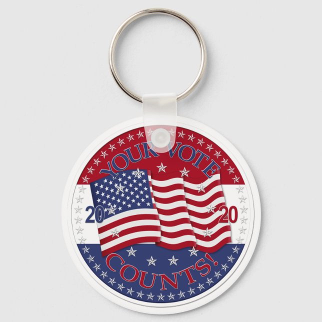 2020 Your Vote Counts American Flag Key Ring (Front)