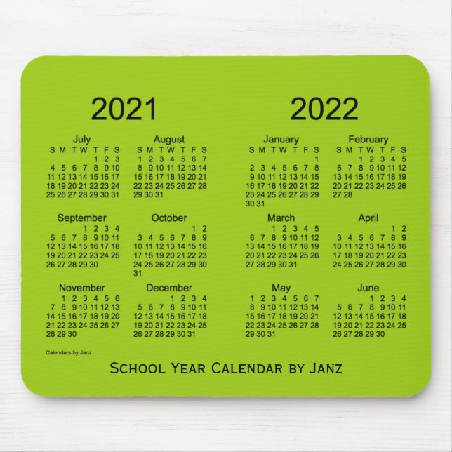 2021-2022 School Year Yellowgreen Calendar by Janz Mouse Pad (Front)