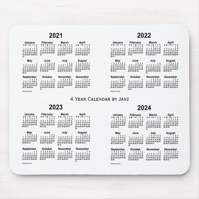 2021-2024 White 4 Year Calendar by Janz Mouse Pad (Front)
