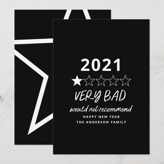 2021 bad year in review 5 star holiday card (Front/Back)