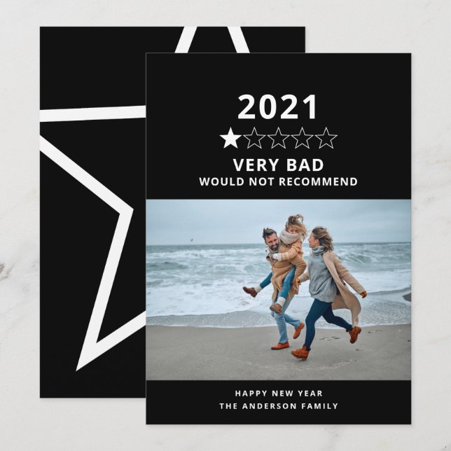 2021 bad year in review 5 star photo holiday card (Front/Back)