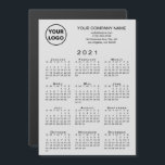 2021 Calendar Business Logo Text Grey Magnet Card<br><div class="desc">Send your customers a 2021 calendar magnetic card personalised with your logo, company name, and business contact information in black text on a grey background. Add your logo, company name, and custom text (website, phone number, address, slogan, or other message) in the sidebar. Your logo can be any shape or...</div>