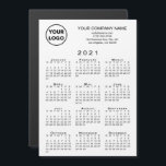 2021 Calendar Business Logo Text White Magnet Card<br><div class="desc">Send your customers a 2021 calendar magnetic card personalised with your logo, company name, and business contact information in black text on a white background. Add your logo, company name, and custom text (website, phone number, address, slogan, or other message) in the sidebar. Your logo can be any shape or...</div>
