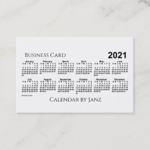 2021 Calendar by Janz White Euro Business Card