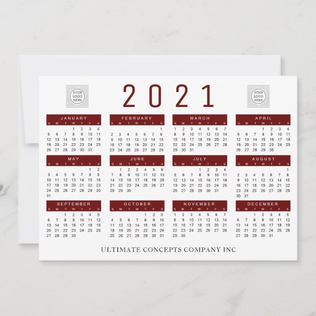 2021 Calendar Company Logo and Name Holiday Card (Front)