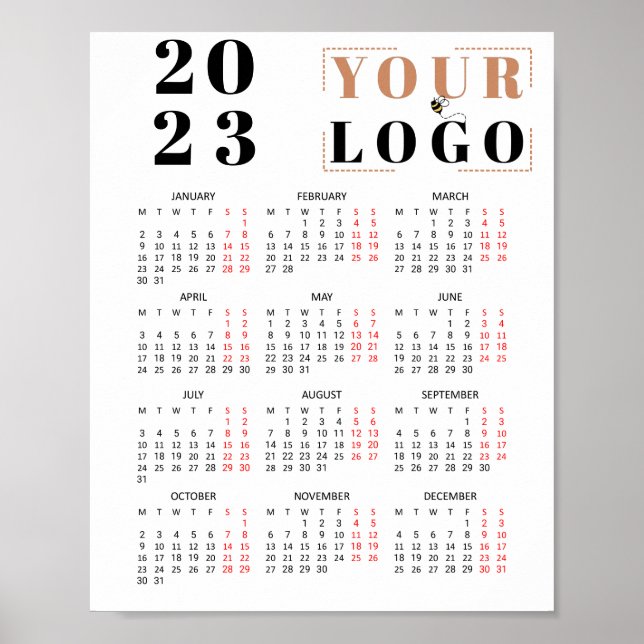 2021 Calendar Custom Business Logo One Page Poster (Front)