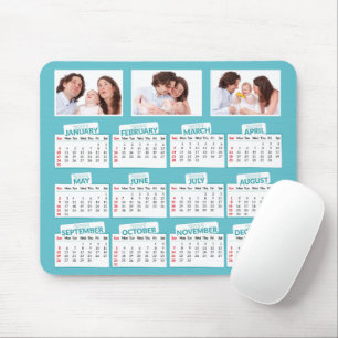 2021 Calendar Custom Photo Trio Teal Mouse Pad