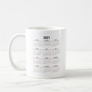 2021 Calendar Monthly Date Coffee Mug