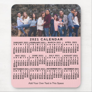 2021 Calendar Pink Personalized Photo Name Bold Mouse Pad