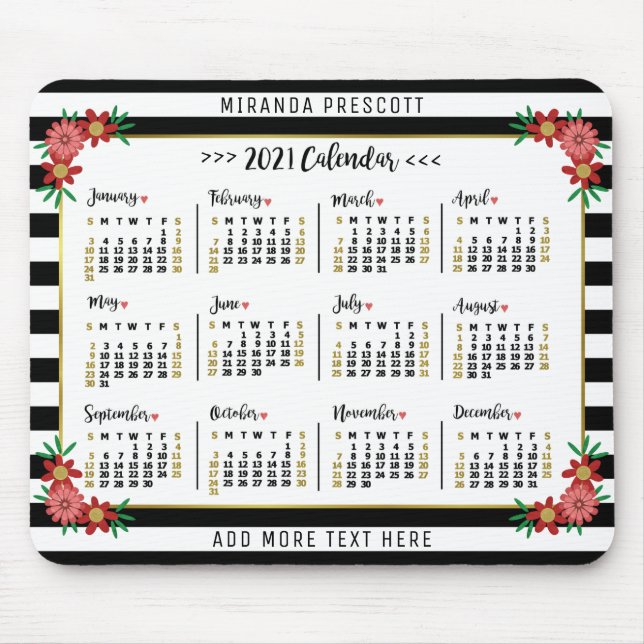 2021 Calendar (See Description for New Version)  Mouse Pad (Front)
