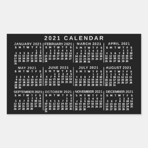 2021 Calendar (See Description for New Version) Rectangular Sticker
