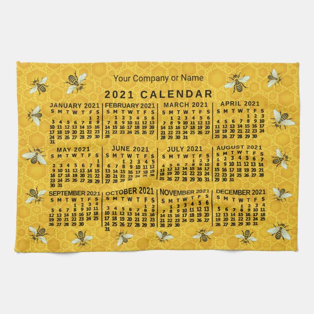 2021 Calendar (See Description for New Version)  Tea Towel (Horizontal)