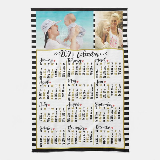 2021 Calendar (See Description for New Version)  Tea Towel (Vertical)