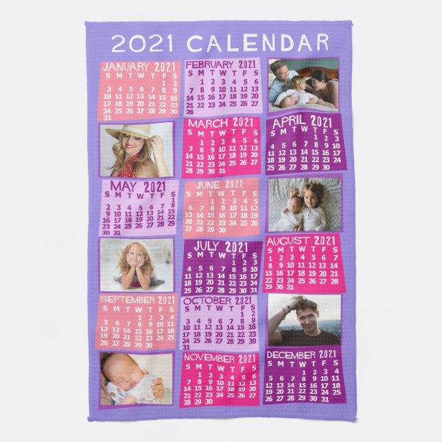 2021 Calendar (See Description for New Version)  Tea Towel (Vertical)