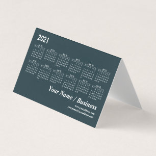 2021 calendar template business card