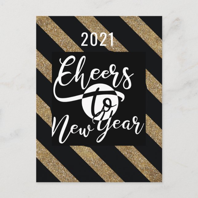 2021 Cheers To New Year | Festive New Year Holiday Postcard (Front)