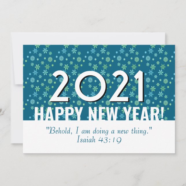 2021 | Christian | Snowflakes | Teal | NEW YEAR Holiday Card (Front)