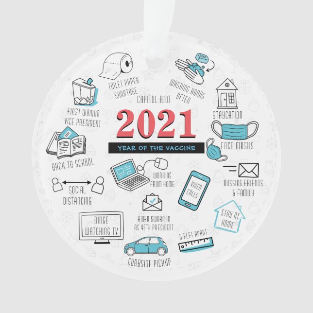 2021 Christmas Memorabilia Vaccine Year Keepsake Ornament (Front)
