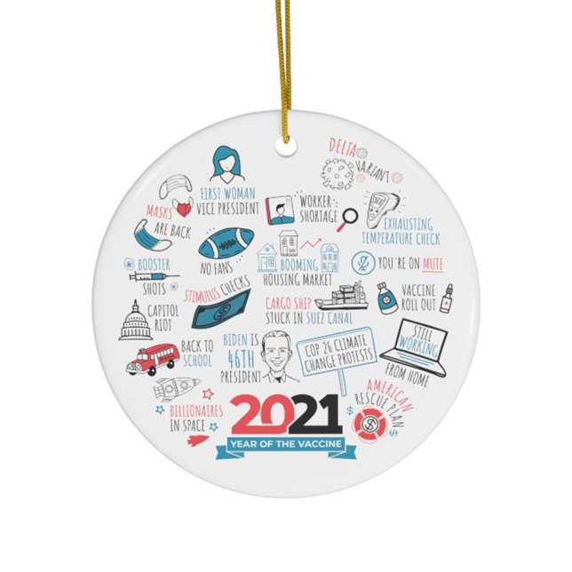 2021 Christmas Vaccine Year Holiday Keepsake Ceramic Ornament (Creator Uploaded)