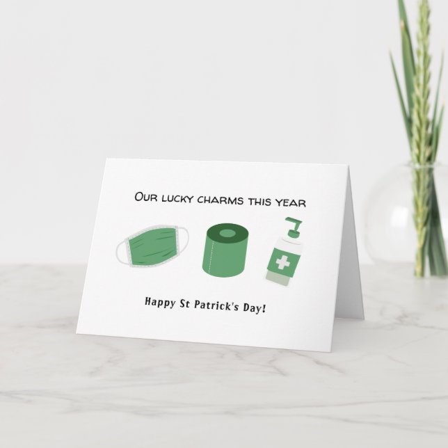 2021 covid quarantine funny st Patrick's day Holiday Card (Front)