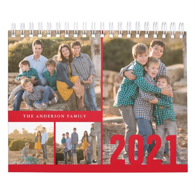 2021 Custom Photo Calendar Create Your Own Red (Cover)